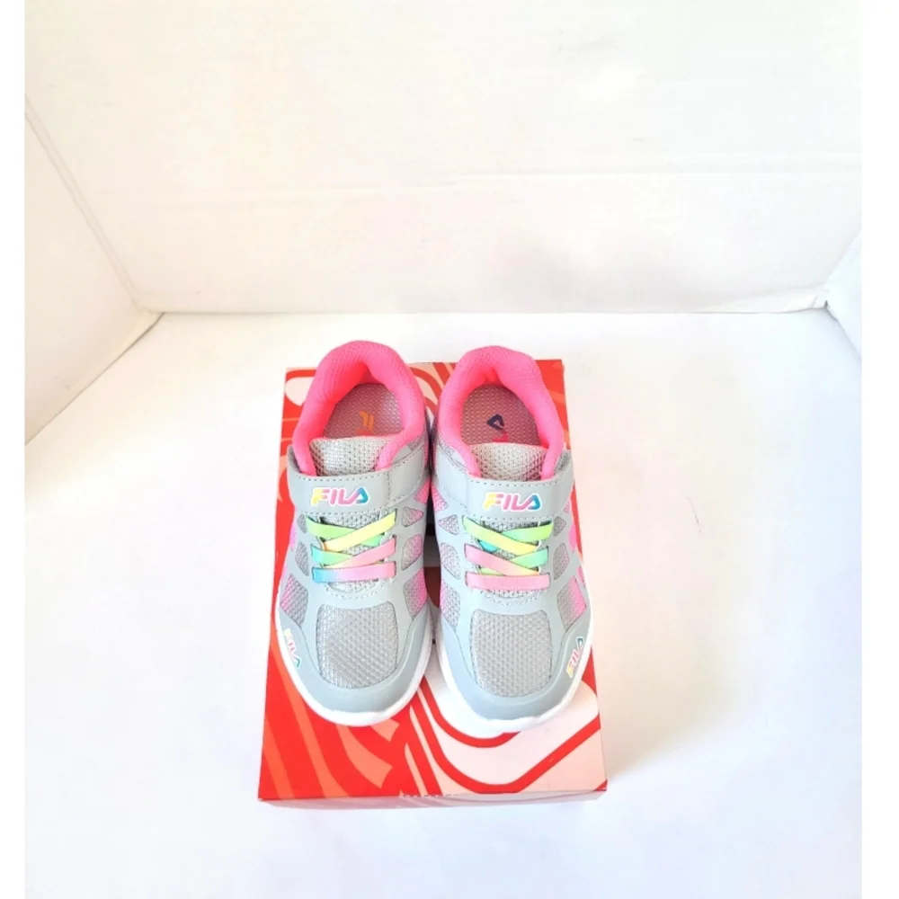New! FILA Little Girls Superstride 2 Running Sneakers Athletic Shoes Gray Pink